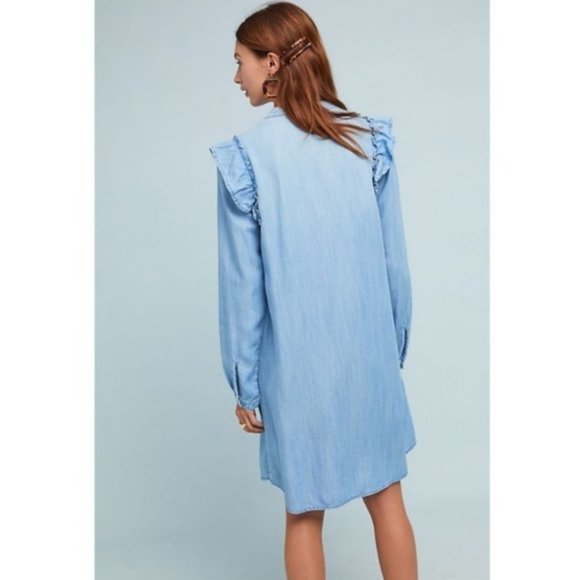 new Anthropologie Cloth & Stone Ruffled Shirtdress - Picture 3 of 5